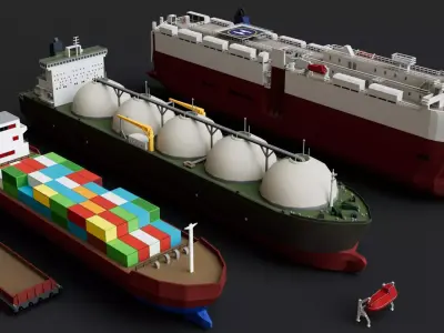 Cargo Port Container Collection Pack Low-poly 3D model