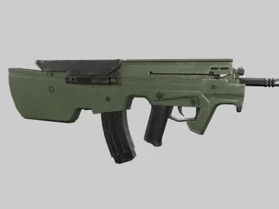 Assault rifle Low-poly 3D model 8