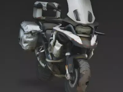 Realistic Crashed Adventure Motorcycle 3d model Low-poly 3D model