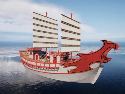 Kentoshi-sen - Asian ship Low-poly 3D model