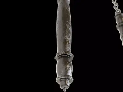 Iron Mace with Wooden Handle 3D model