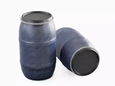 Dirty Plastic Barrel 01 Low-poly 3D model