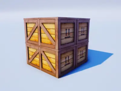 Cartoon Prop Essentials - Wooden Crates Low-poly 3D model