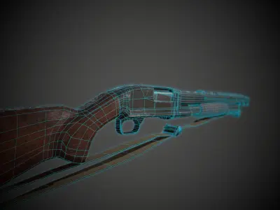 WW2  Pump Action Shotgun Low-poly 3D model