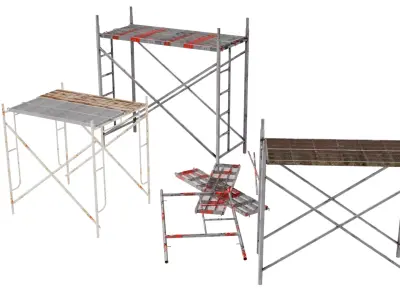 Industrial Construction Scaffolding Pack Low-poly 3D model