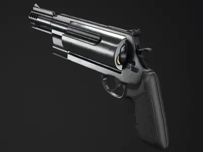 PBR 50 Cal Revolver Low-poly 3D model