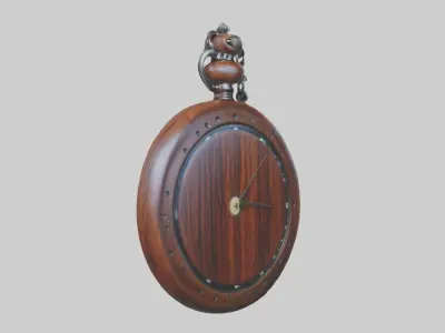 Wooden Pocket Watch Low-poly 3D model