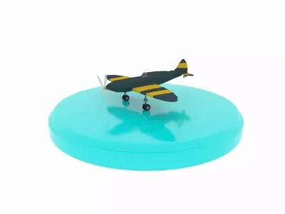 Airplane cartoon - 01 Low-poly 3D model