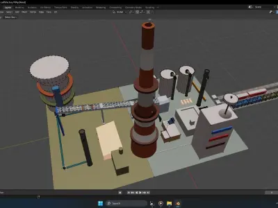 3D Factory Model  Free low-poly 3D model