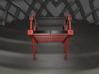 Sci-Fi Stairs - 28- Red Version Low-poly 3D model