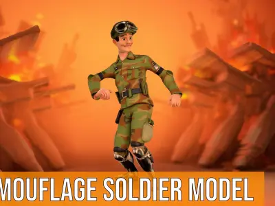 Camouflage Soldier model pack Low-poly 3D model