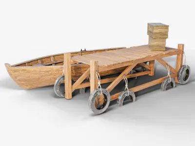 Bridge  Boat Low-poly 3D model