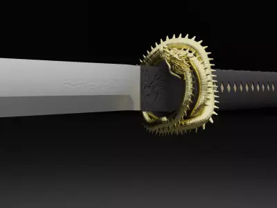 Katana Sword Low-poly 3D model 2