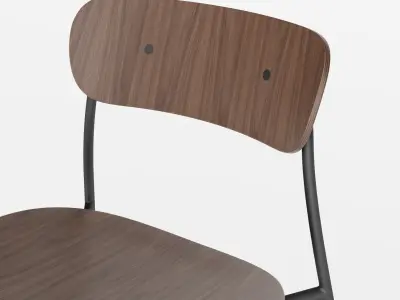 Industrial Dining Chair 3D Model Plywood Seat with Metal Frame 3D model