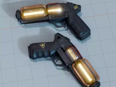 Sci-Fi Pistol Low-poly 3D model 9