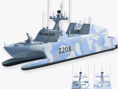 Type 022 missile boat 3D model 3D model