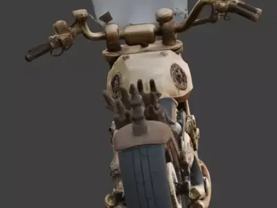 Steampunk Mechanical Dragon Chopper Motorcycle Low-poly 3D model