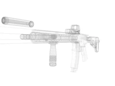 Mk18 Sopmod Low-poly 3D model