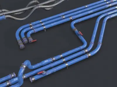 Modular Pipes - Water Treatment Low-poly 3D model