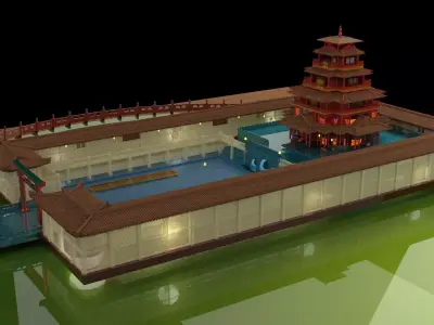 Chinese ancient house  3D model 21