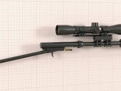 22LR homemade single shot semi-automatic survival carbine Low-poly 3D model