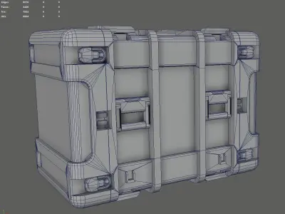 Military sci-fi box Low-poly 3D model