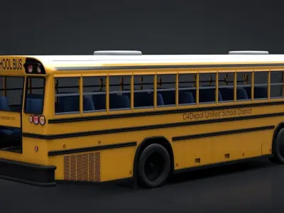 School Bus C4D Rigged 3D model