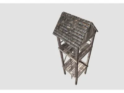 low poly watch tower Low-poly 3D model