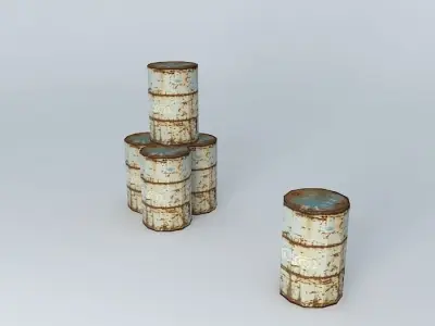 barrels three rusty Free 3D model