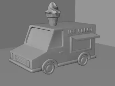 Stylized Ice Cream Truck  Low Poly Game Asset Low-poly 3D model