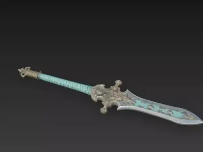 Celestine Aquablade - Low Poly Enchanted Fantasy Sword Low-poly 3D model