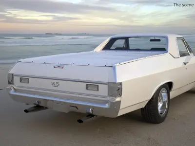  White Chevrolet El Camino SS 1970 Simplified 