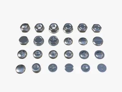 Screw and bolt heads 3D model
