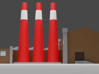 Factory with chimneys Free low-poly 3D model