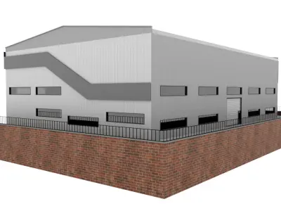 Factory Building Composite Panel Facade 3D model purchase