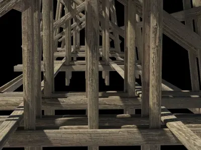 Wood Trestle 2 Lod Low-poly 3D model