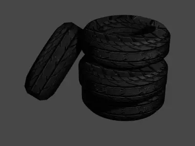 Stack of Tires Low-poly 3D model