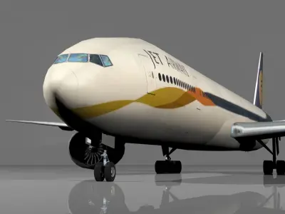 Boeing 777 low polygon Low-poly 3D model Jet Airways Low-poly 3D model