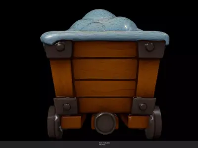 Stylized Snowy Mine Cart Low-poly 3D model