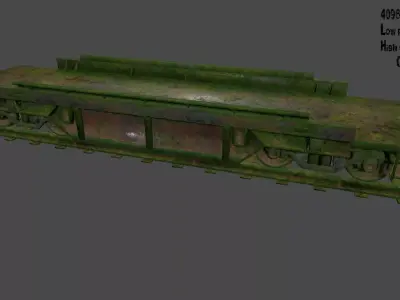 train 1 old on track Low-poly 3D model