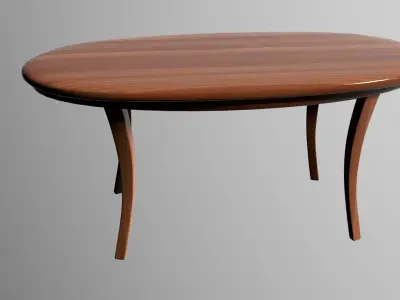 TABLE oval with wooden top 3D model