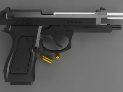 Berreta 92fs  Low-poly 3D model