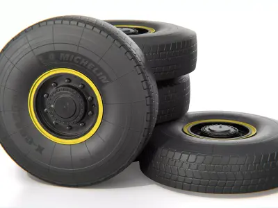 Heavy Duty Truck Tire with Rim Low-poly 3D model
