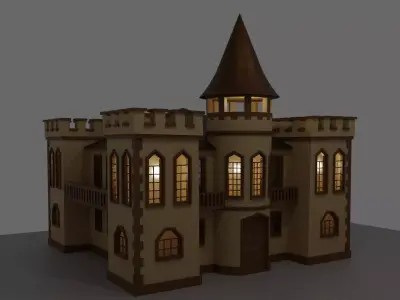 Castle Low-poly 3D model 3