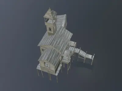Lik town Low-poly 3D model