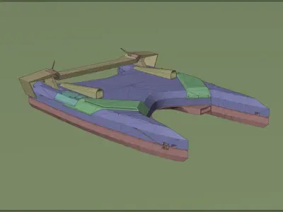 Super Speed Catamaran Low-poly 3D model