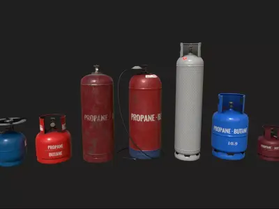 Propane Tanks Set Low-poly 3D model