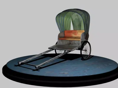 Indian old rickshaw Low-poly 3D model