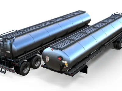 Fuel tanker trailer Low-poly 3D model