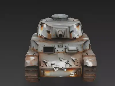 Realistic Wrecked Vintage Light Tank 3D Model Low-poly 3D model